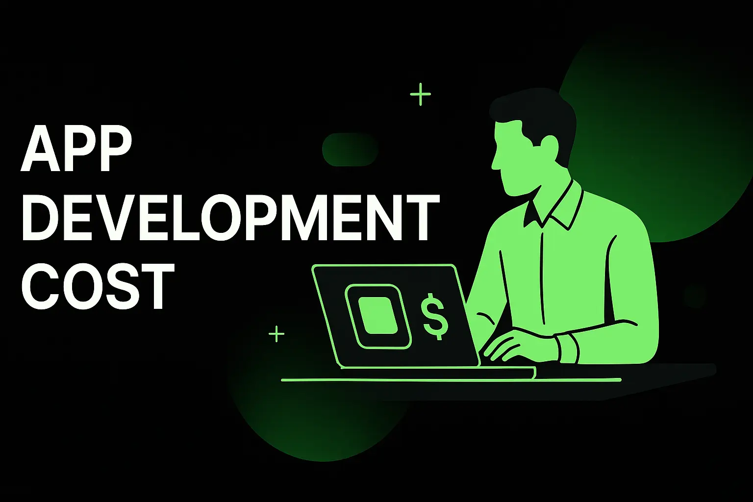 An image illustrating A business owner reviews app development service costs in a modern office.